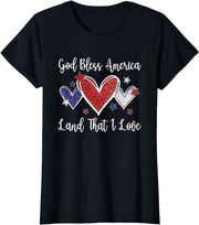 God Bless America For Women Girls Cute Patriotic 4th Of July T-Shirt T-shirts - JNR Products