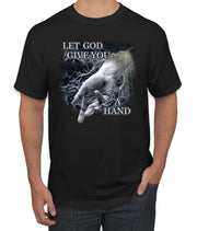 God's Lending Hand | Mens Inspirational/Christian Graphic T-Shirt, Black, Small - JNR Products