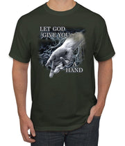 God's Lending Hand | Mens Inspirational/Christian Graphic T-Shirt, Black, Small - JNR Products