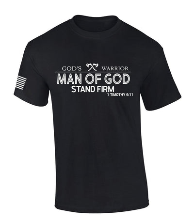 God's Warrior Man of God Stand Firm Bible Scripture Mens Christian Tshirt Jesus Cross Short Sleeve T-shirt Graphic Tee-Black-xl - JNR Products