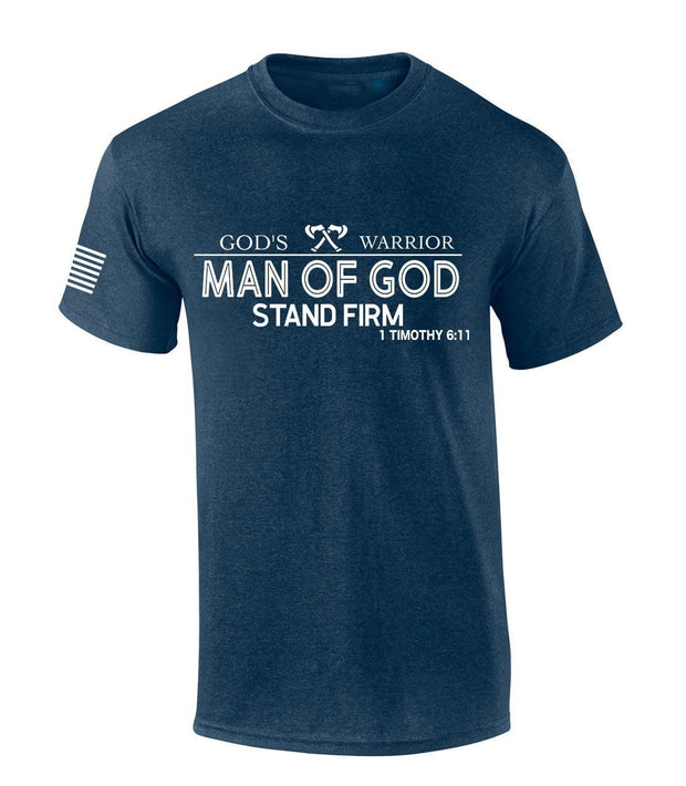 God's Warrior Man of God Stand Firm Bible Scripture Mens Christian Tshirt Jesus Cross Short Sleeve T-shirt Graphic Tee-Black-xl - JNR Products