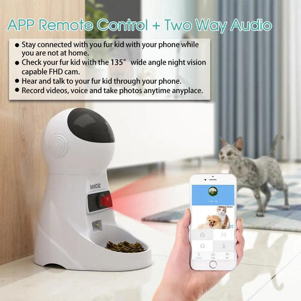 Iseebiz 3L Automatic Pet Feeder With Voice Record Pets Food Bowl For Medium Small Dog Cat - JNR Products