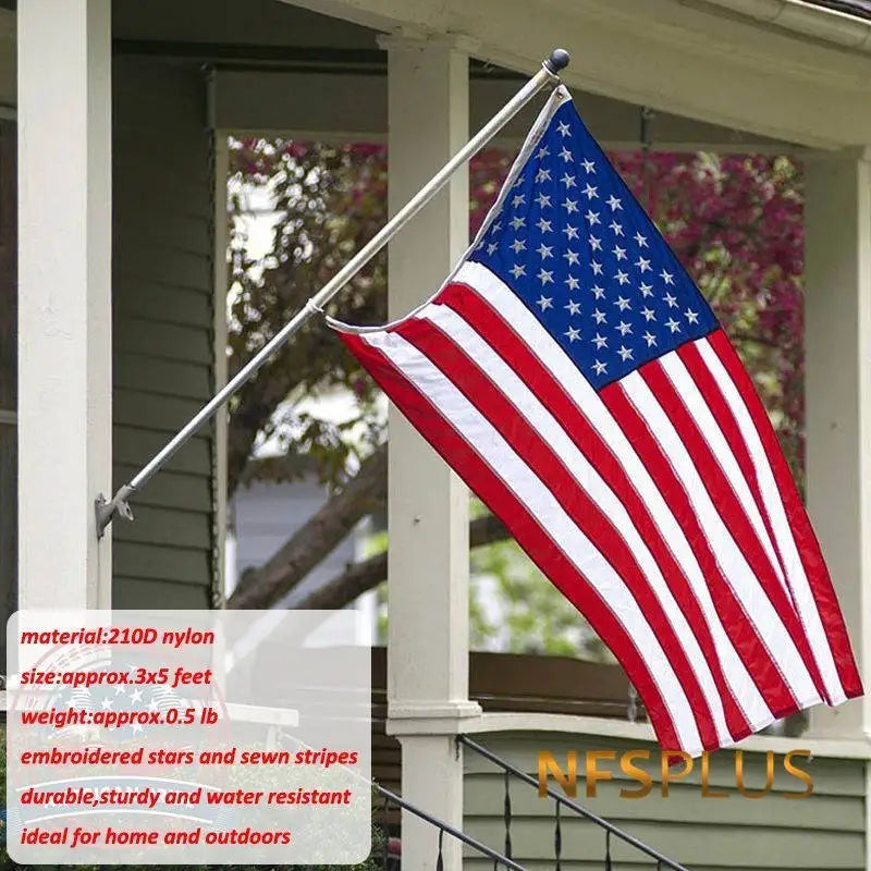 Embroidered USA Flag Outdoor Waterproof Nylon Sewn Stripes Brass Grommets Oversized American Flags And Banners United States