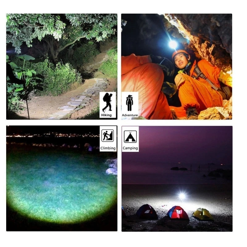 Battery Led Headlamps USB Rechargeable Lantern For Outdoor Hiking