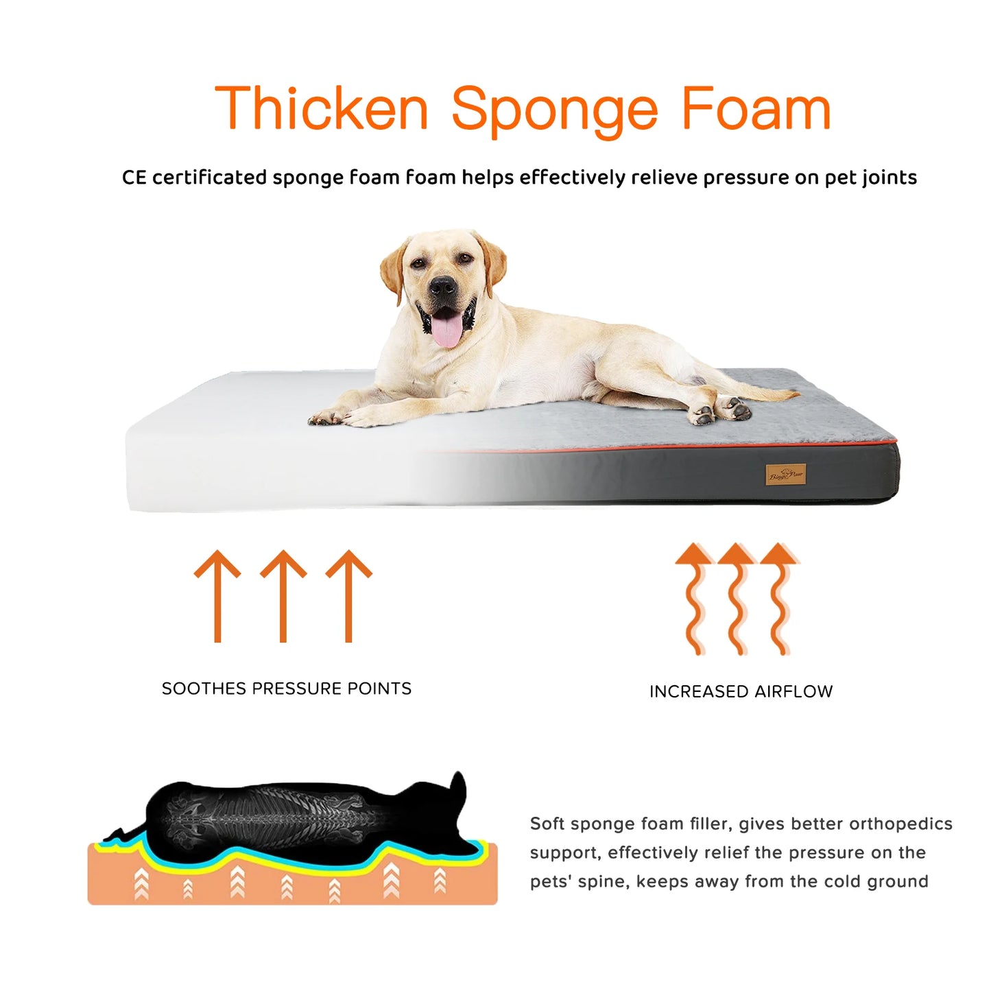 Large Orthopedic Dog Bed Kennel Memory Foam Waterproof Pet Bed with Removable Washable Cover