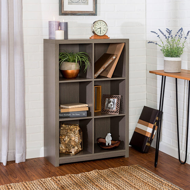 Honey-Can-Do Laminate 6-Cubby Cube Storage Shelves, Gray, Holds up to 15 lb per Shelf - JNR Products