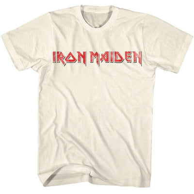 Iron Maiden Vintage Logo Men's T Shirt - M, Ivory - JNR Products