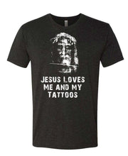 JESUS LOVES ME And My Tattoos - christ christian rock - Tri-Blend T-Shirt (Small, Navy Tri Blend) - JNR Products