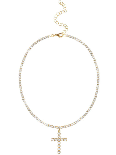 Jessica Simpson Gold Tone Crystal CZ Cross Necklace - JNR Products