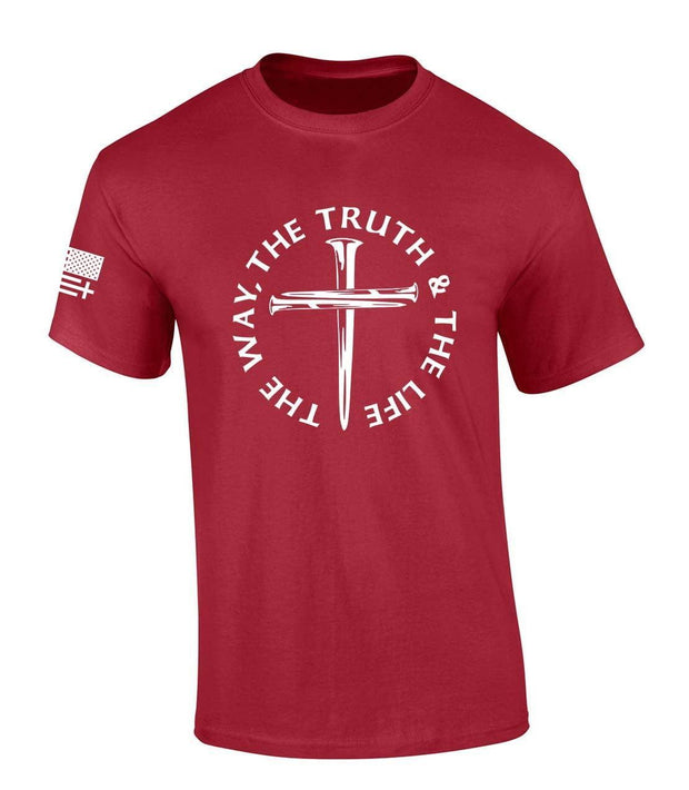 Jesus The Way The Truth The Life John 14:6 Scripture Nail Cross Shirt Jesus Mens Christian Short Sleeve T-Shirt Graphic Tee-Heather Navy-small - JNR Products