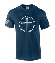 Jesus The Way The Truth The Life John 14:6 Scripture Nail Cross Shirt Jesus Mens Christian Short Sleeve T-Shirt Graphic Tee-Heather Navy-small - JNR Products