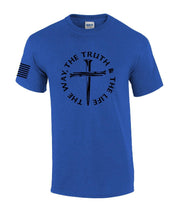 Jesus The Way The Truth The Life John 14:6 Scripture Nail Cross Shirt Jesus Mens Christian Short Sleeve T-Shirt Graphic Tee-Heather Navy-small - JNR Products