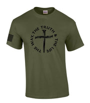 Jesus The Way The Truth The Life John 14:6 Scripture Nail Cross Shirt Jesus Mens Christian Short Sleeve T-Shirt Graphic Tee-Heather Navy-small - JNR Products