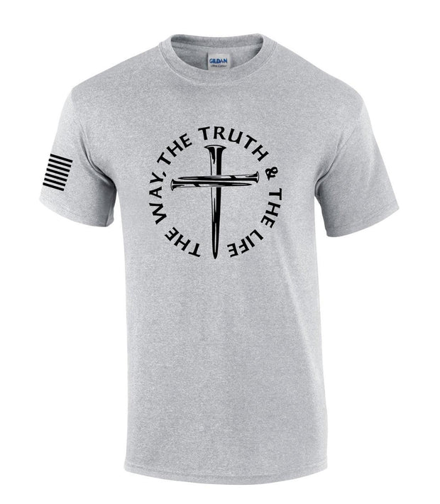 Jesus The Way The Truth The Life John 14:6 Scripture Nail Cross Shirt Jesus Mens Christian Short Sleeve T-Shirt Graphic Tee-Heather Navy-small - JNR Products