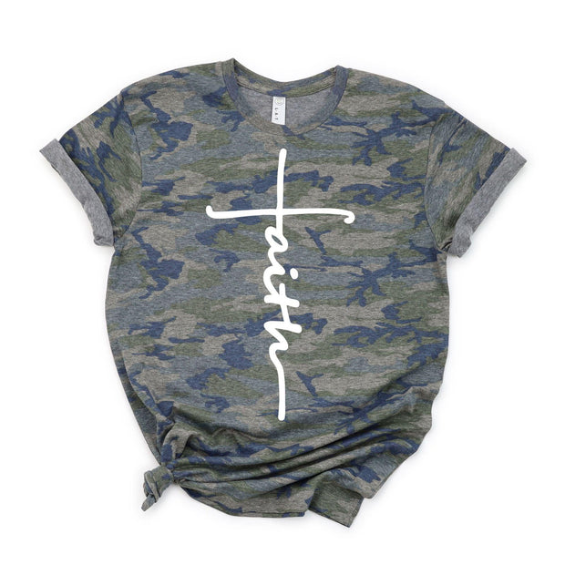 Love in Faith | Faith Cross Short Sleeve | Black Leopard | Christian T-Shirts for Women | Faith Based Apparel |Christian Gifts - JNR Products