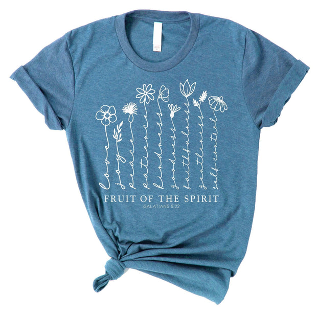 Love in Faith | Fruit of The Spirit Short Sleeve | Heather Deep Teal | Christian T-Shirts for Women | Faith Based Apparel |Christian Gifts - JNR Products