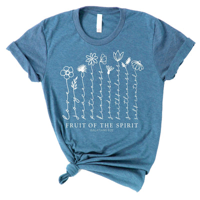 Love in Faith | Fruit of The Spirit Short Sleeve | Heather Deep Teal | Christian T-Shirts for Women | Faith Based Apparel |Christian Gifts - JNR Products