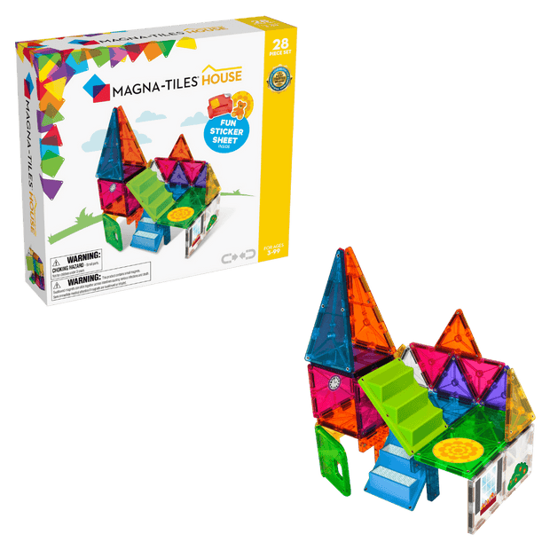 MAGNA-TILES House 28-Piece Magnetic Construction Set, The ORIGINAL Magnetic Building Brand - JNR Products