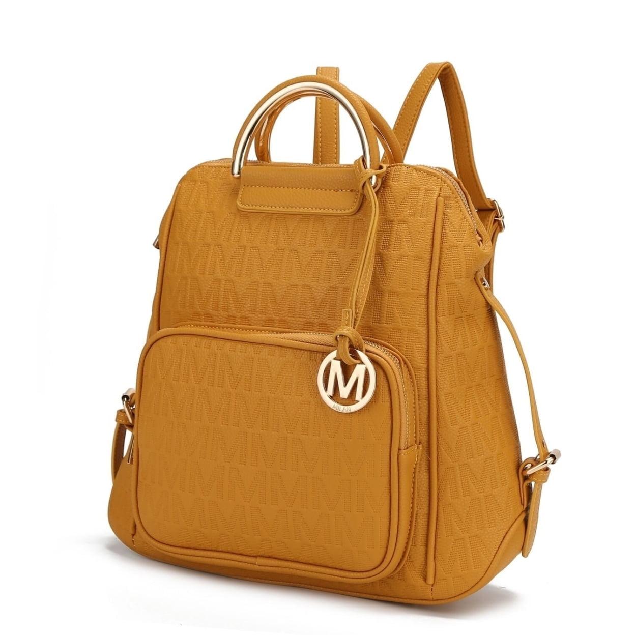 MKF Collection Torra Women's Backpack, Vegan Leather Bookbag Purse for Travel, Work and School by Mia K - Mustard - JNR Products