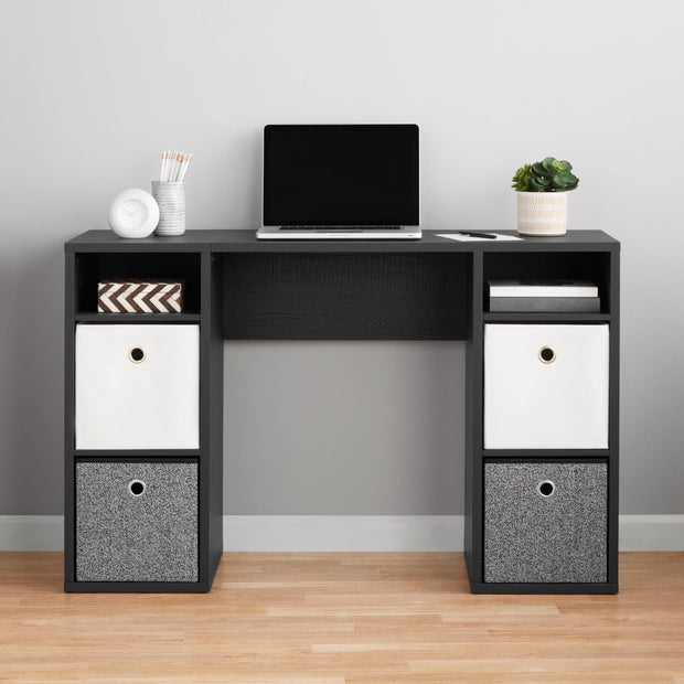 4-Cube Storage Desk, White Grain - JNR Products