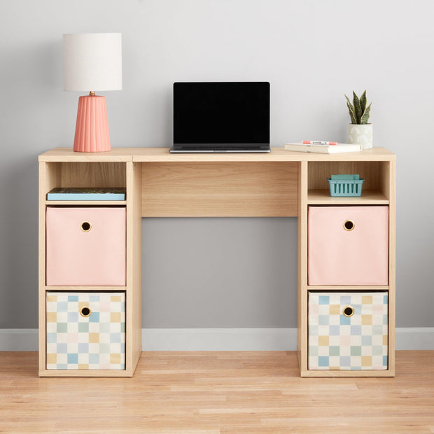 4-Cube Storage Desk, White Grain - JNR Products