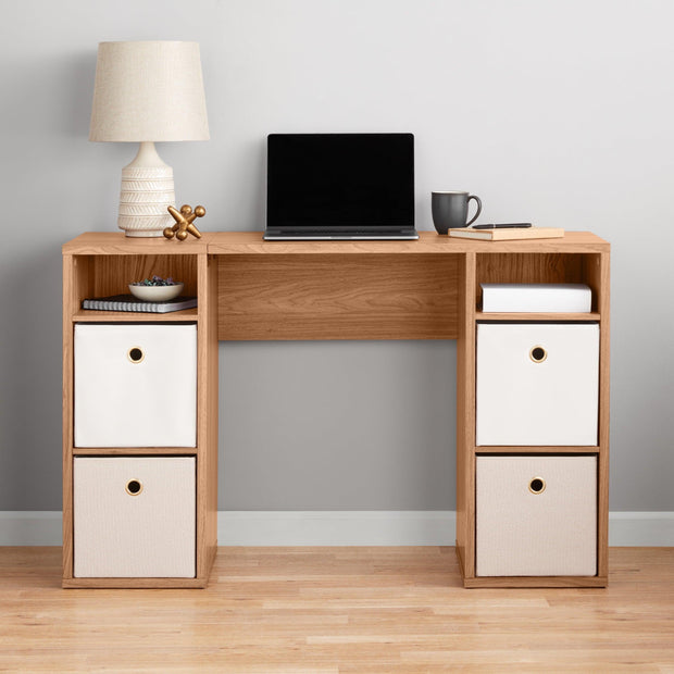 4-Cube Storage Desk, White Grain - JNR Products