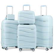 Melalenia - 5 Luggage Sets PP Hardside Spinner Luggage - (Expandable Carry-on Suitcase20")( 24" 28")-White - JNR Products