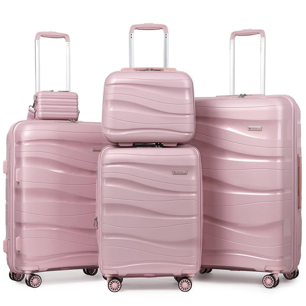 Melalenia - 5 Luggage Sets PP Hardside Spinner Luggage - (Expandable Carry-on Suitcase20")( 24" 28")-White - JNR Products