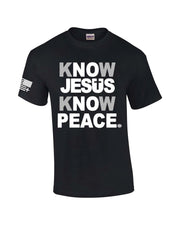 Mens Christian Know Jesus Know Peace Short Sleeve T-shirt Graphic Tee-Antique Royal-small - JNR Products