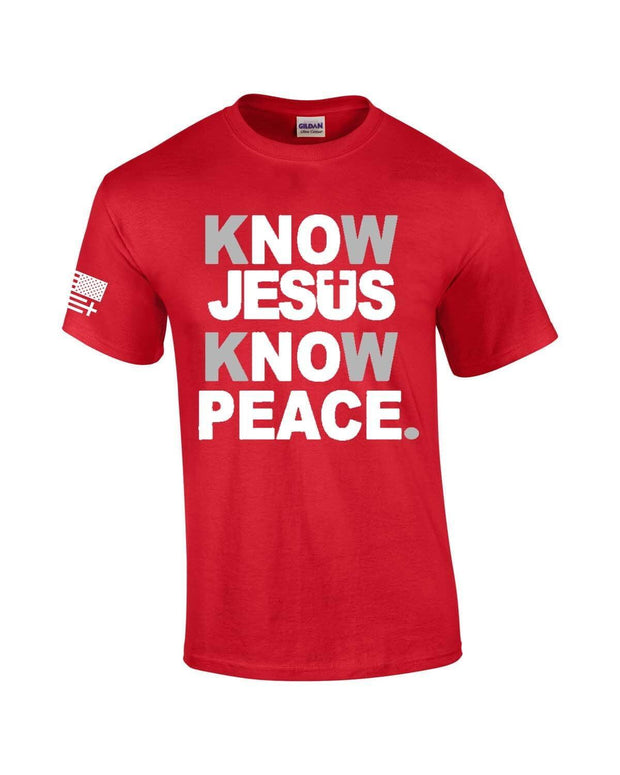 Mens Christian Know Jesus Know Peace Short Sleeve T-shirt Graphic Tee-Antique Royal-small - JNR Products