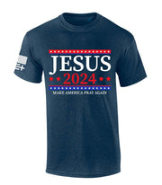 Mens Christian Tshirt Jesus 2024 Make America Pray Again Short Sleeve T-shirt Graphic Tee-Heather Navy-xl - JNR Products