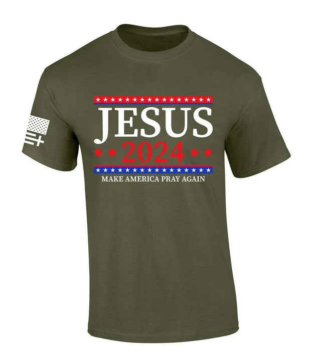 Mens Christian Tshirt Jesus 2024 Make America Pray Again Short Sleeve T-shirt Graphic Tee-Heather Navy-xl - JNR Products