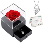 Mothers Day Gifts for Mom, Preserved Real Rose with 925 Sterling Silver Love Necklace, Eternal Rose Flower with Jewelry Storage Box, Gifts for Her - JNR Products