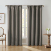 My Texas House Solid White Pepper Rod Pocket Back Tab Blackout Curtain Panel, 52" x 108" - JNR Products