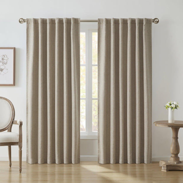 My Texas House Solid White Pepper Rod Pocket Back Tab Blackout Curtain Panel, 52" x 108" - JNR Products