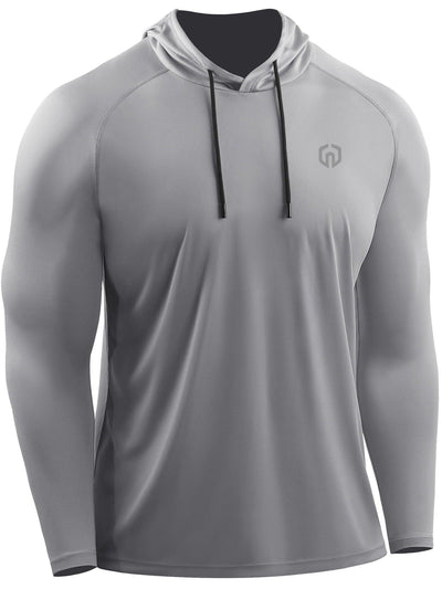 NELEUS Mens UPF 50+ Long Sleeve Shirts Hoodies Sun Protection Workout Dry Fit,Gray,US Size XL - JNR Products