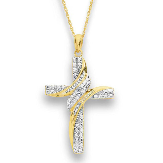 Natalia Drake Diamond Accent Cross Shape Necklace for Women in Yellow Gold Plated Sterling Silver - JNR Products