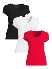 No Boundaries Scoop Neck Tee with Short Sleeves, 1 or 3-Pack, Women’s - JNR Products