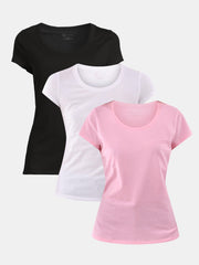 No Boundaries Scoop Neck Tee with Short Sleeves, 1 or 3-Pack, Women’s - JNR Products