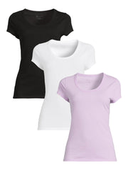 No Boundaries Scoop Neck Tee with Short Sleeves, 1 or 3-Pack, Women’s - JNR Products