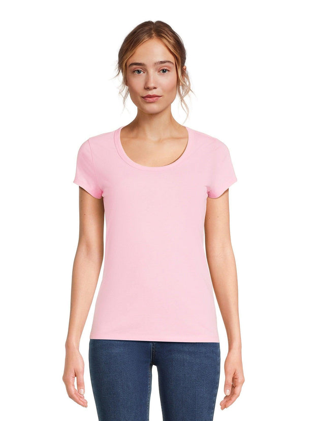 No Boundaries Scoop Neck Tee with Short Sleeves, 1 or 3-Pack, Women’s - JNR Products