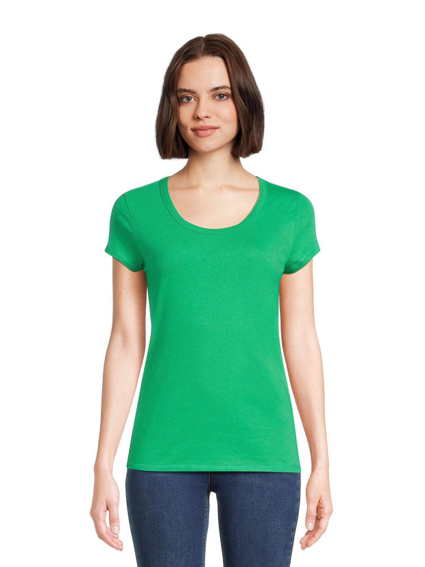 No Boundaries Scoop Neck Tee with Short Sleeves, 1 or 3-Pack, Women’s - JNR Products