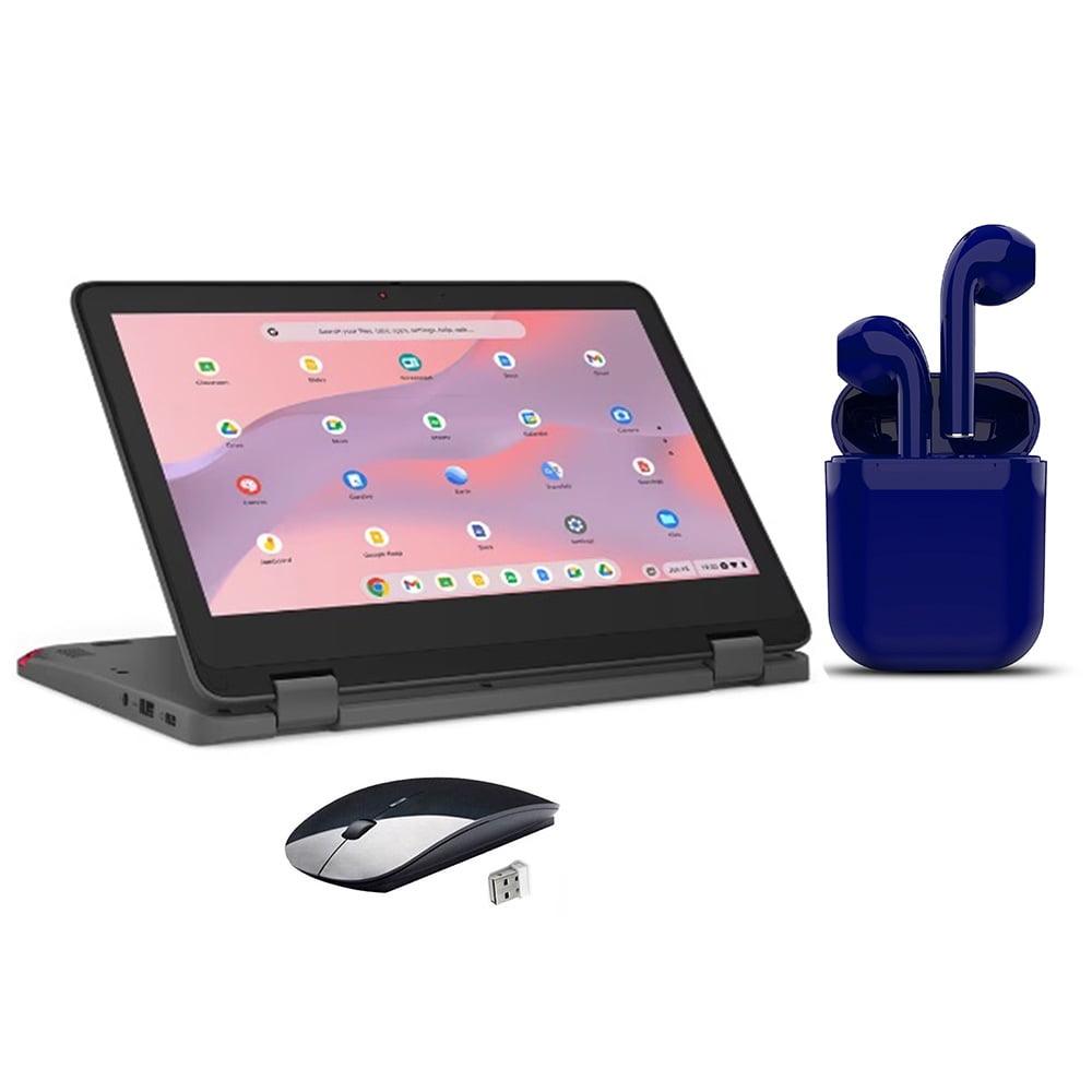 Restored Lenovo Chromebook 2-in-1 11.6-inch Touchscreen 4GB RAM 32GB SSD Bundle: USA Essentials Bluetooth/Wireless Airbuds, Wireless Mouse By Certified 2 Day Express (Refurbished) - JNR Products