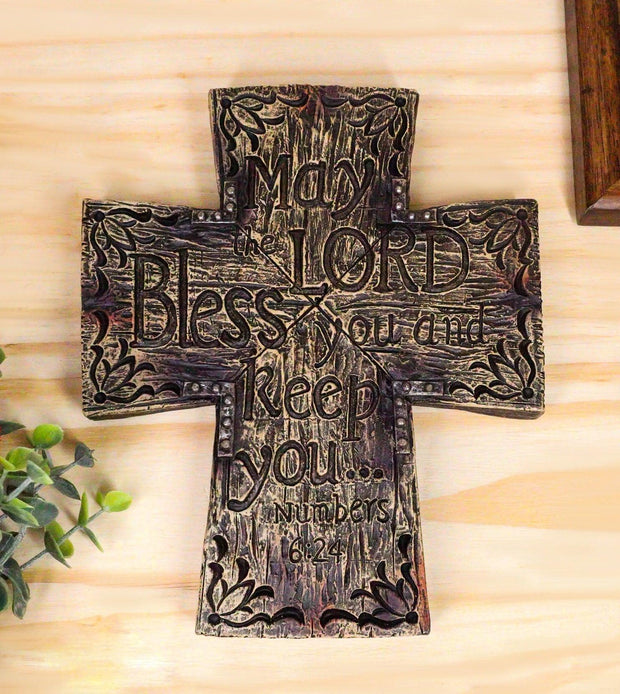 Rustic Bible Verse Numbers 6:24 May The Lord Bless You And Keep You Wall Cross - JNR Products