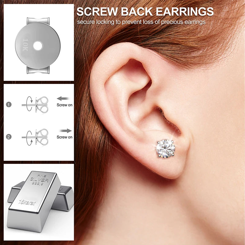 Diamond Stud 10k Earrings For Men Women Screw Back Earrings Fine Jewelry