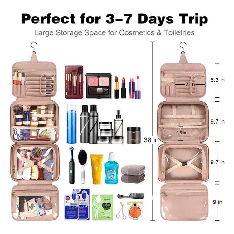 Large Capacity Travel Tote Cosmetic Bag New PU Leather Waterproof Makeup Bag Ladies Beauty Bag Organizer Toiletries Storage Bags