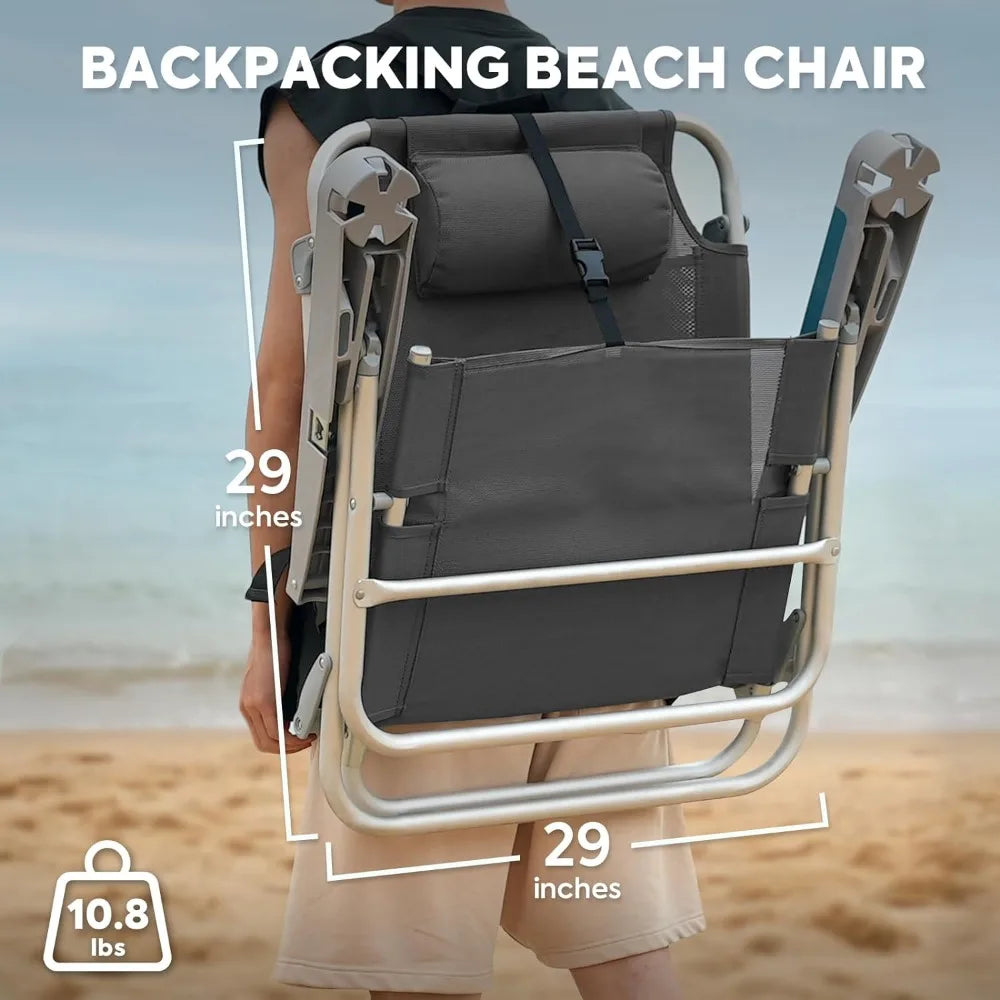 Beach Chairs for Adults Heavy Duty Folding Camping Chairs Portable Lay Flat Outdoor