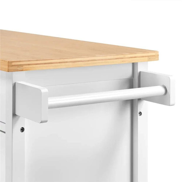 2023 new Mobile Kitchen Island Kitchen Cart on Lockable Wheels With Storage, White - JNR Products