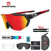 QUESHARK Women Men Polarized 3 Lens Set Cycling Sunglasses Sports MTB Bicycle Eyewear Riding Road Bike Glasses Goggles QE42 - JNR Products