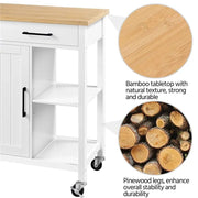 2023 new Mobile Kitchen Island Kitchen Cart on Lockable Wheels With Storage, White - JNR Products